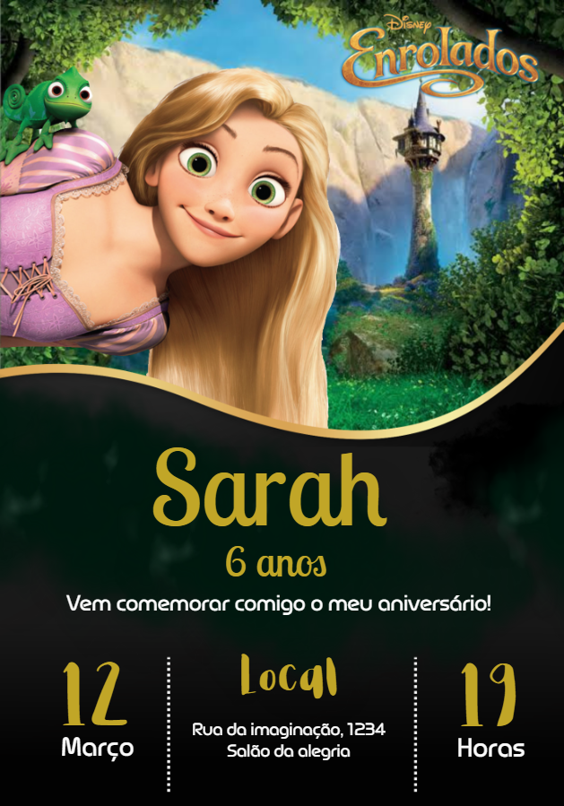 Convite de Aniversário Rapunzel Enrolados para Editar Online Convite de Aniversário Rapunzel Enrolados para Editar Online