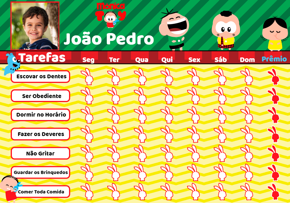 Quadro de Incentivos Turma da Mônica Toy para Editar Online Quadro de Incentivos Turma da Mônica Toy para Editar Online