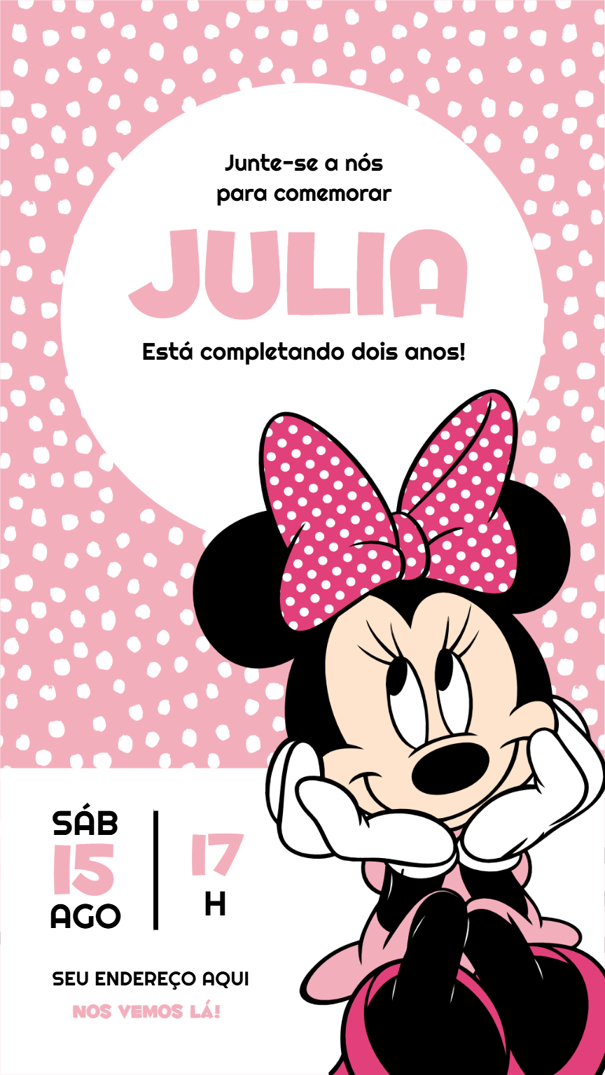 Convite Aniversário Minnie Rosa para Editar e Imprimir Convite Aniversário Minnie Rosa para Editar e Imprimir