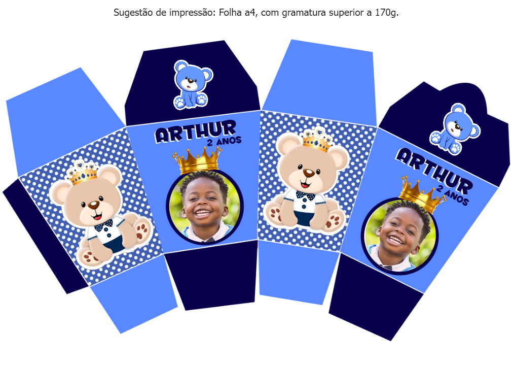 Caixa Sushi Ursinho Príncipe com Foto para Editar Online Caixa Sushi Ursinho Príncipe com Foto para Editar Online