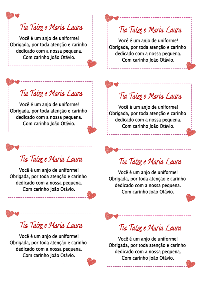 Tag de Agradecimento com Corações para Editar Online