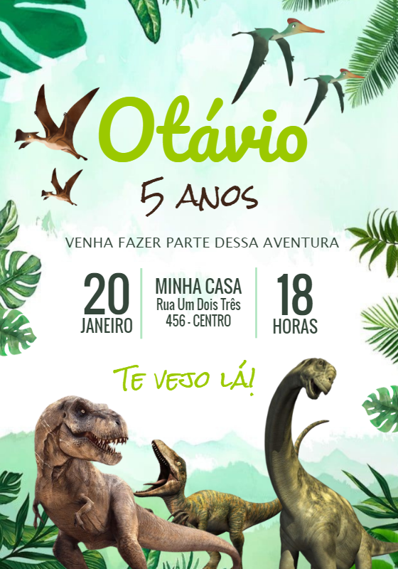 Convite de Aniversário Dinossauro para Editar Online Convite de Aniversário Dinossauro para Editar Online