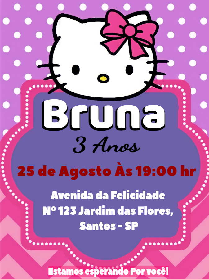 Convite de Aniversário Hello Kitty Editável Online Convite de Aniversário Hello Kitty Editável Online