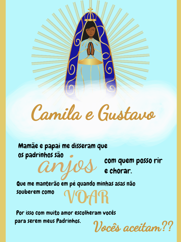 Convite Padrinhos Nossa Senhora Aparecida para Editar Online Convite Padrinhos Nossa Senhora Aparecida para Editar Online