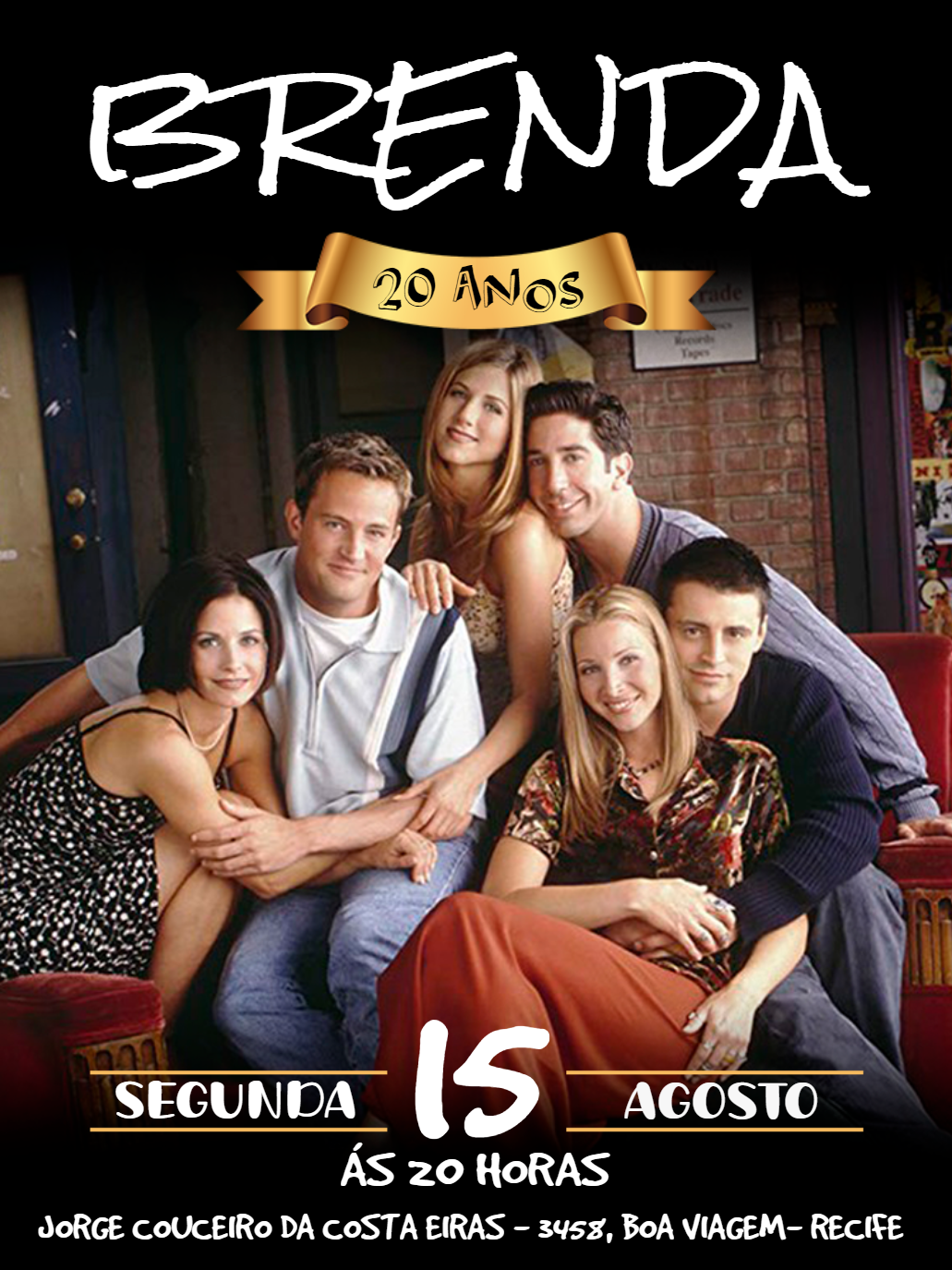 Convite de Aniversário Friends com Foto para Editar Online Convite de Aniversário Friends com Foto para Editar Online