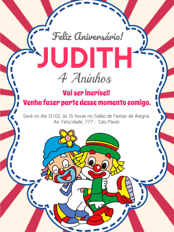 Convite de Aniversário Patati Patata para Editar Online Convite de Aniversário Patati Patata para Editar Online