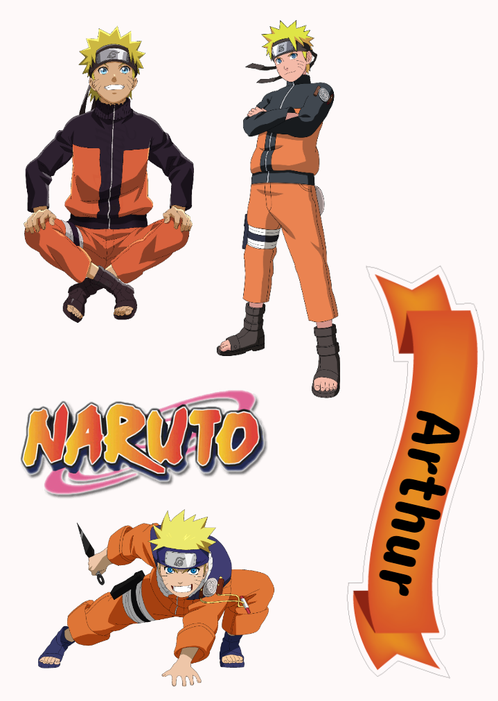 Topo de Bolo Naruto com Personagens para Editar e Imprimir Topo de Bolo Naruto com Personagens para Editar e Imprimir