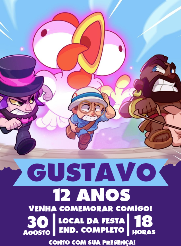 Convite de Aniversário Squad Busters com Personagens para Editar Convite de Aniversário Squad Busters com Personagens para Editar