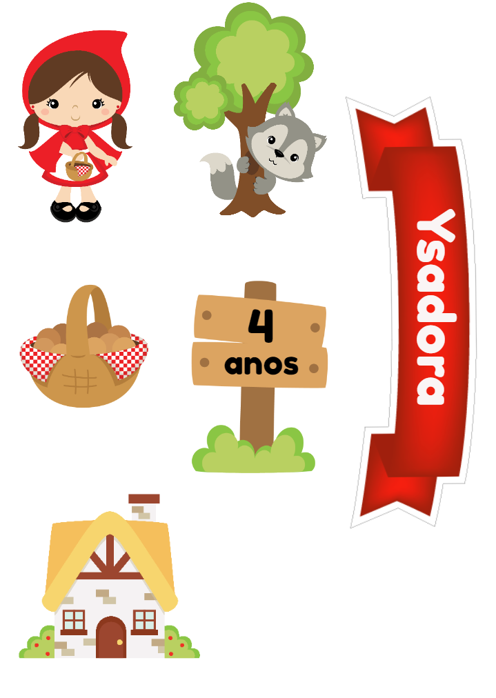 Topo de Bolo Chapéuzinho Vermelho para Editar e Imprimir Topo de Bolo Chapéuzinho Vermelho para Editar e Imprimir