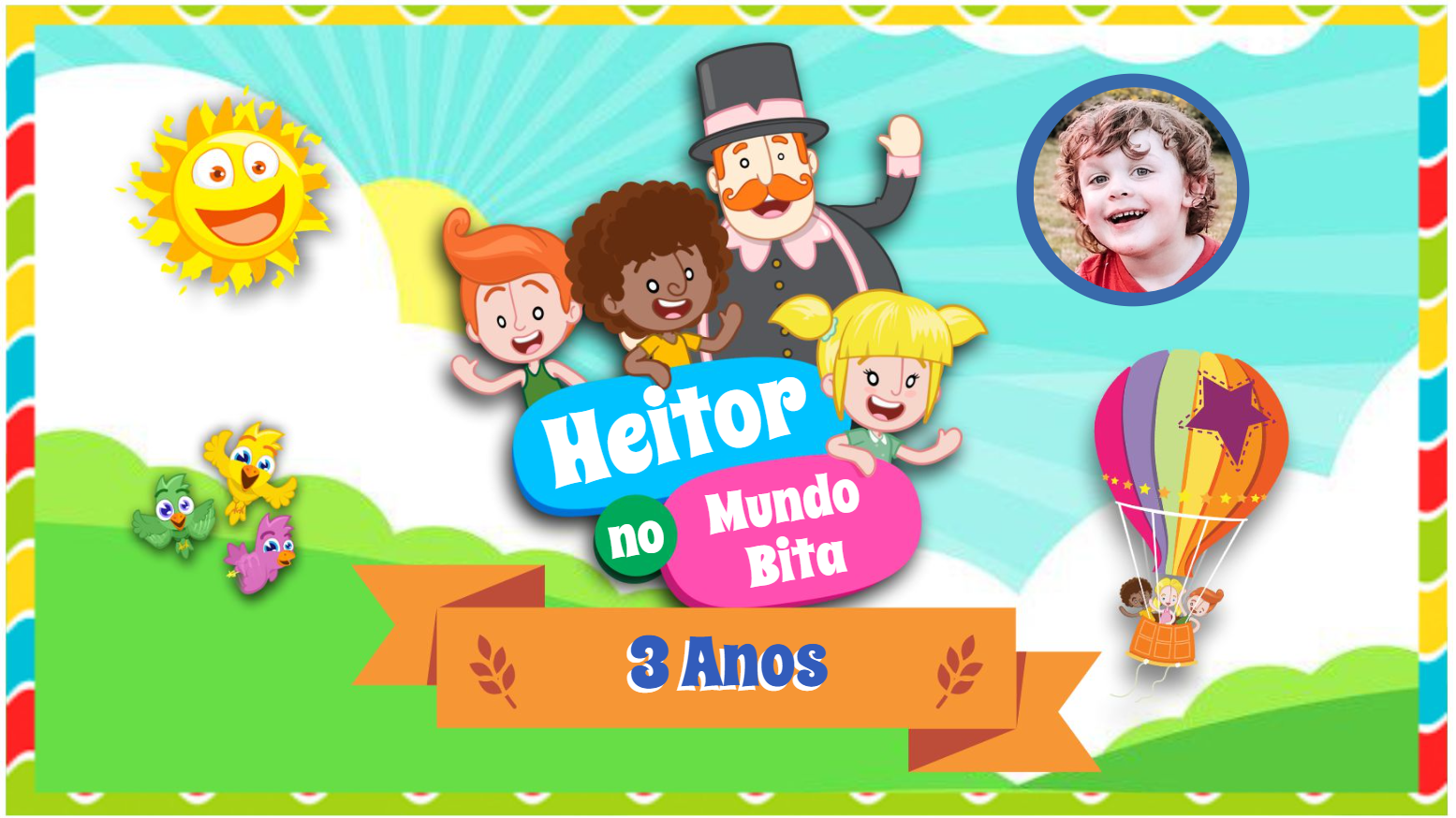 Painel de Aniversário Mundo Bita com Foto para Editar Online Painel de Aniversário Mundo Bita com Foto para Editar Online