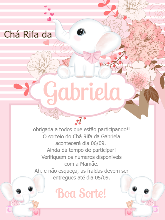 Convite Chá Rifa Elefantinha Rosa para Editar Online Convite Chá Rifa Elefantinha Rosa para Editar Online