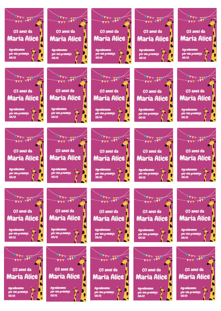 Tag Aniversário Girafas para Editar e Imprimir Online Tag Aniversário Girafas para Editar e Imprimir Online