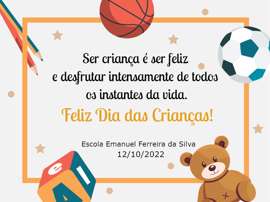 Cartão Dia das Crianças com Brinquedos para Editar Online Cartão Dia das Crianças com Brinquedos para Editar Online