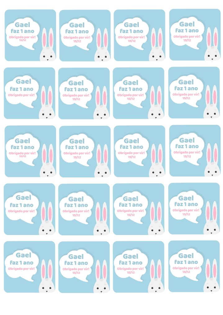 Tag de Aniversário Coelho para Editar e Imprimir Online Tag de Aniversário Coelho para Editar e Imprimir Online