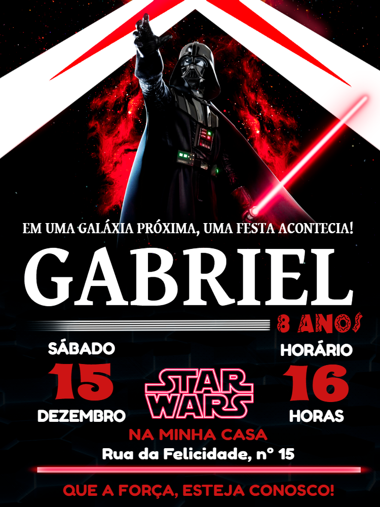 Convite Aniversário Darth Vader Star Wars para Editar Online Convite Aniversário Darth Vader Star Wars para Editar Online