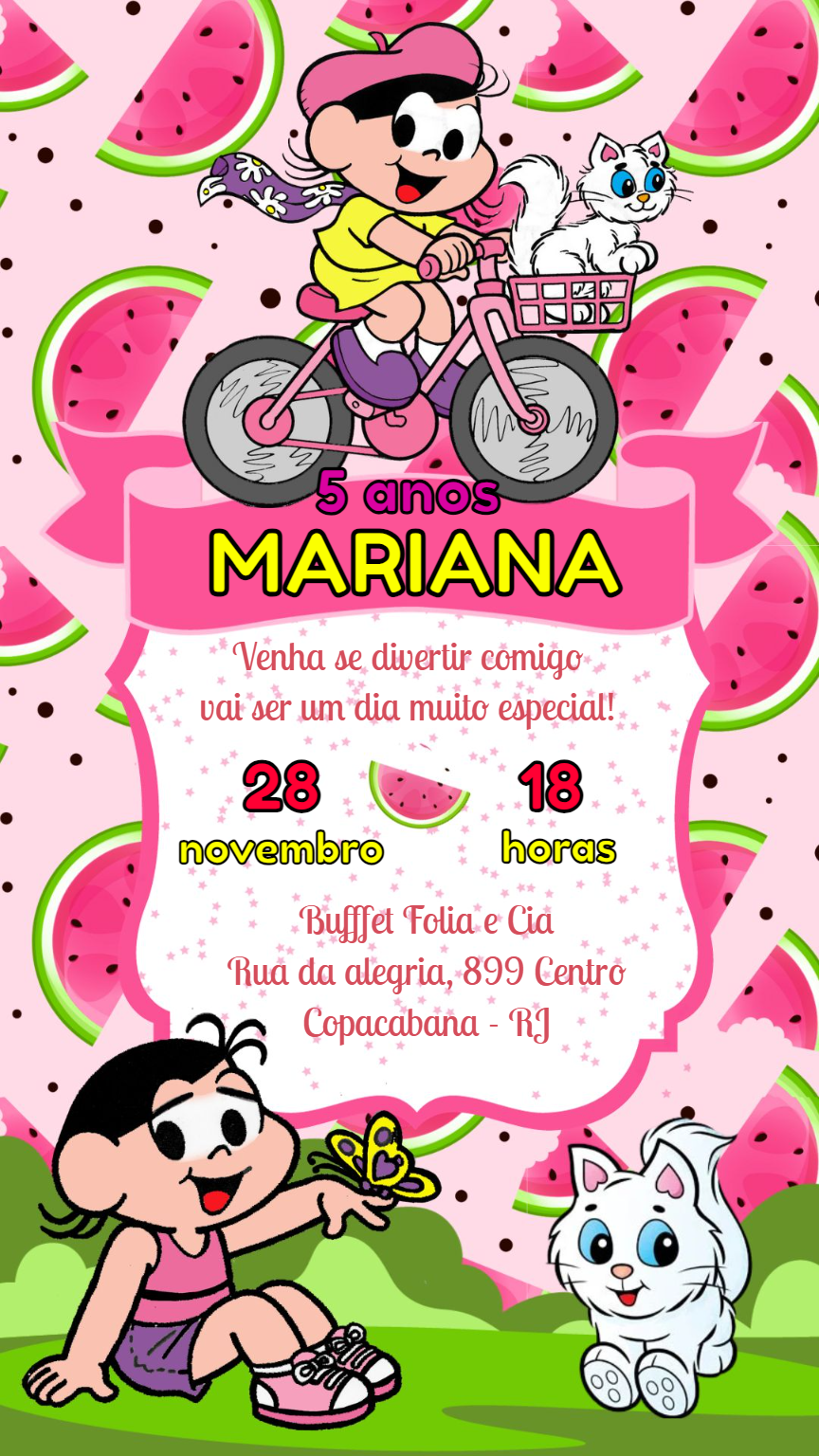 Convite de Aniversário Magali Melancia para Editar Online Convite de Aniversário Magali Melancia para Editar Online