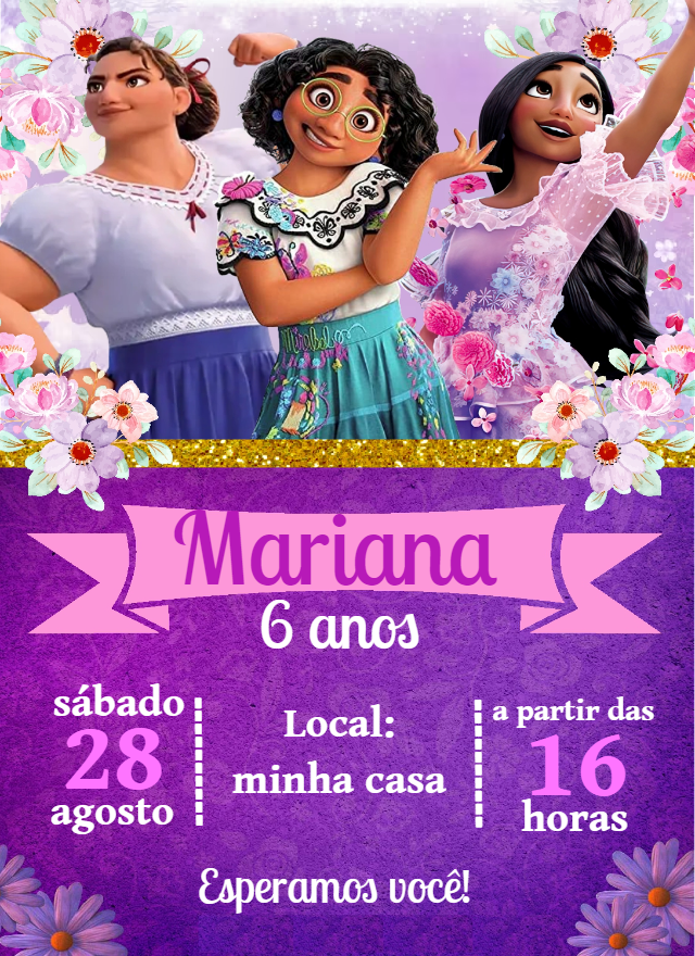 Convite Aniversário Encanto Madrigal para Editar Online Convite Aniversário Encanto Madrigal para Editar Online