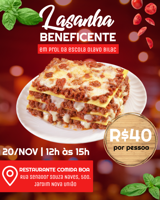 Arte para Lasanha Beneficente Editável Online