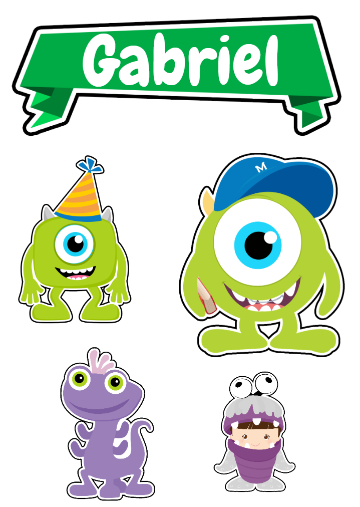 Topo de Bolo Monstros S.A. com Personagens para Editar Online Topo de Bolo Monstros S.A. com Personagens para Editar Online