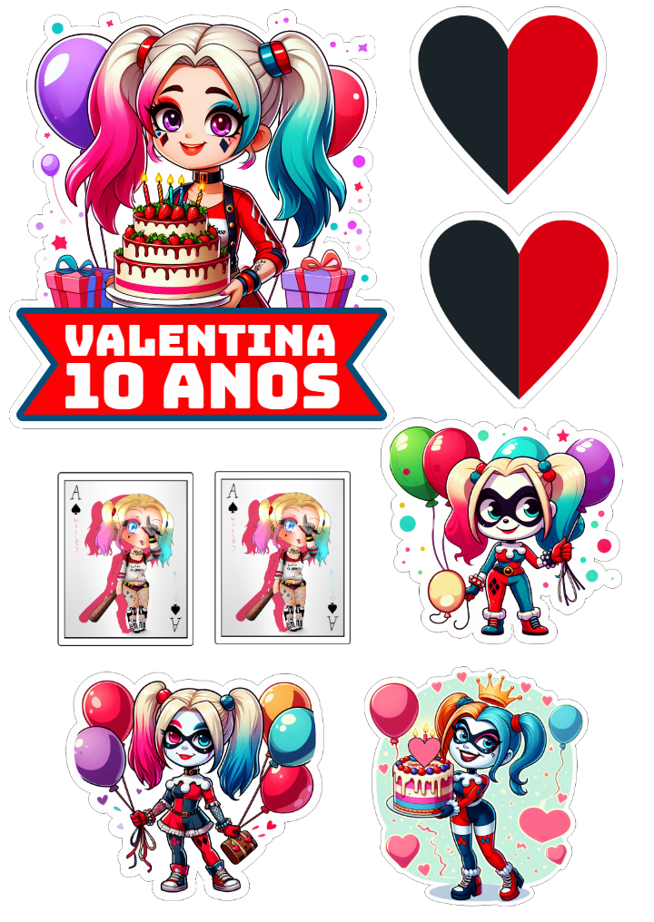 Topo de Bolo Arlequina para Aniversário Editável Online Topo de Bolo Arlequina para Aniversário Editável Online