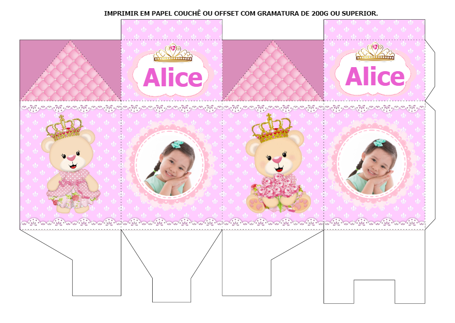 Caixa Milk Ursinha Princesa com Foto para Editar Online Caixa Milk Ursinha Princesa com Foto para Editar Online