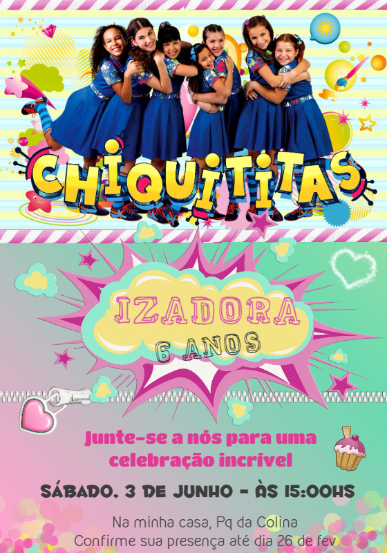 Convite de Aniversário Chiquititas para Editar Online Convite de Aniversário Chiquititas para Editar Online