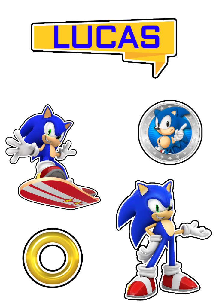 Topo de Bolo Sonic: Personagens para Editar e Imprimir Topo de Bolo Sonic: Personagens para Editar e Imprimir