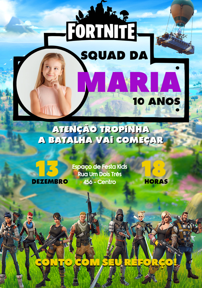 Convite Aniversário Fortnite com Foto para Editar Online Convite Aniversário Fortnite com Foto para Editar Online