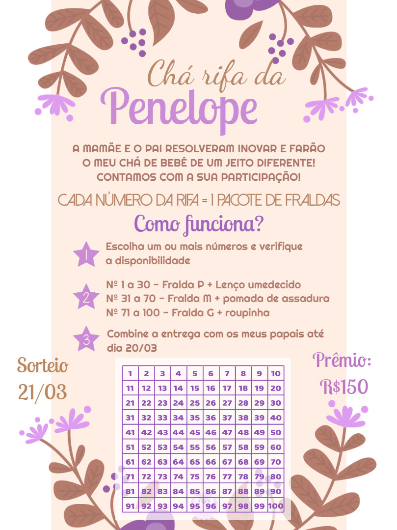 Convite Chá Rifa Jardim Encantado para Editar Online Convite Chá Rifa Jardim Encantado para Editar Online