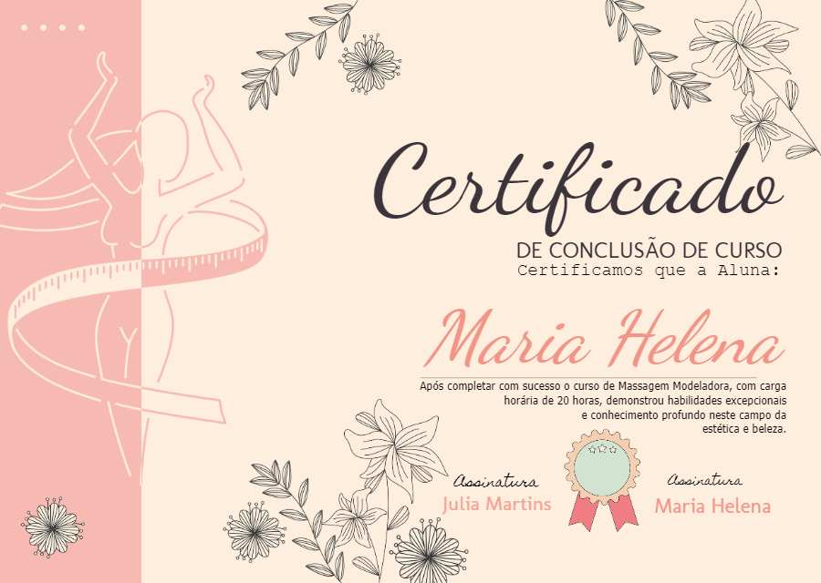 Certificado Profissional de Massagem Floral para Editar Online Certificado Profissional de Massagem Floral para Editar Online