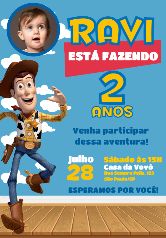 Convite Aniversário Toy Story com Foto para Editar Online Convite Aniversário Toy Story com Foto para Editar Online