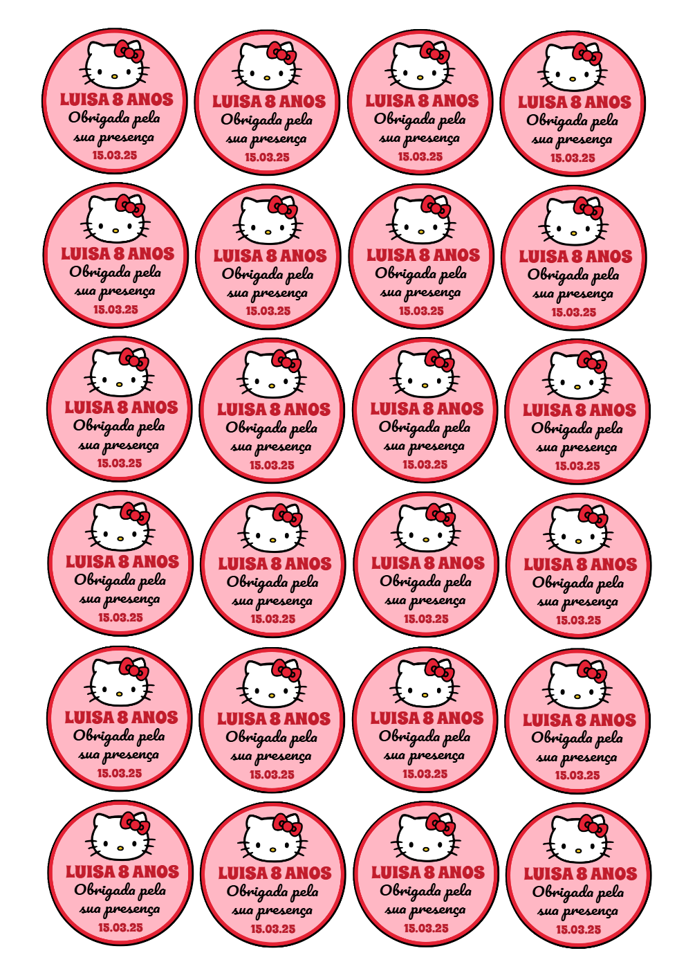 Tag de Aniversário Hello Kitty para Editar e Imprimir Tag de Aniversário Hello Kitty para Editar e Imprimir