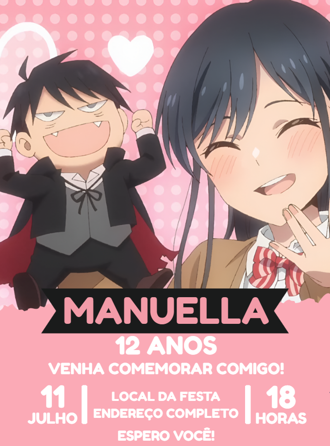 Convite Aniversário Anime Pseudo Harem para Editar Online Convite Aniversário Anime Pseudo Harem para Editar Online