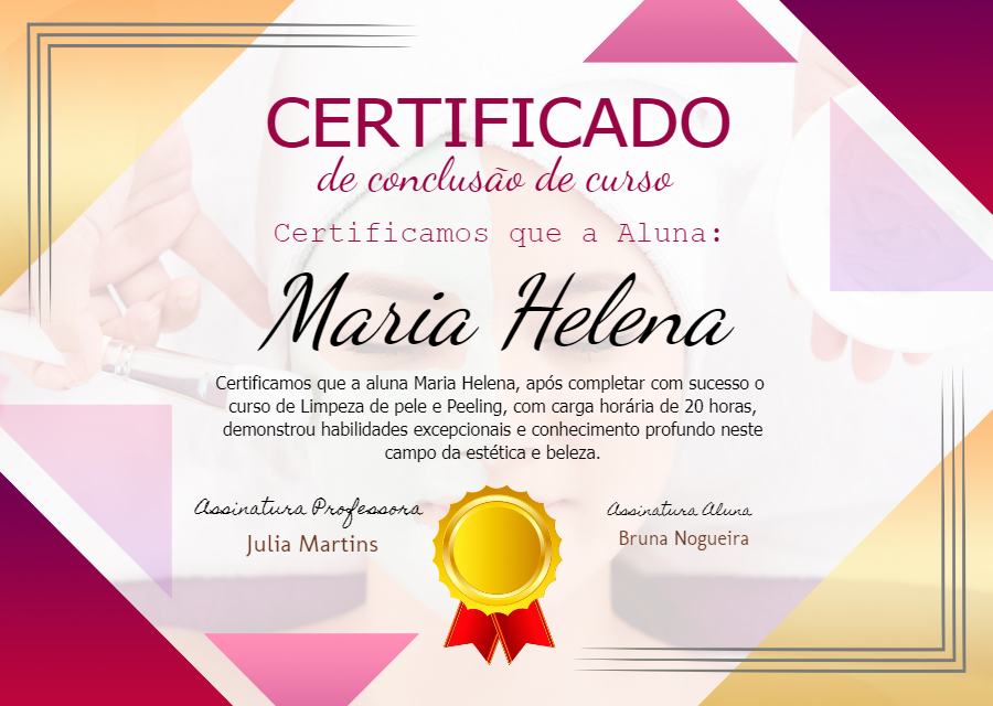 Certificado de Estética Profissional para Editar Online Certificado de Estética Profissional para Editar Online