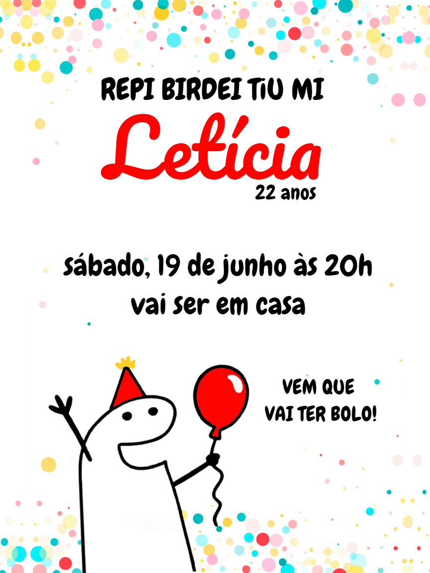 Convite de Aniversário Flork Bentô para Editar Online Convite de Aniversário Flork Bentô para Editar Online