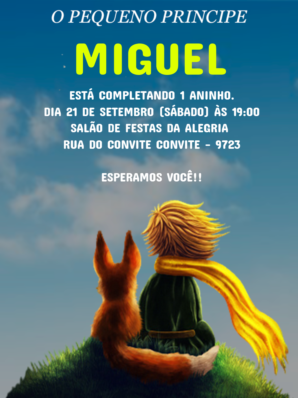 Convite Aniversário O Pequeno Príncipe para Editar Online Convite Aniversário O Pequeno Príncipe para Editar Online