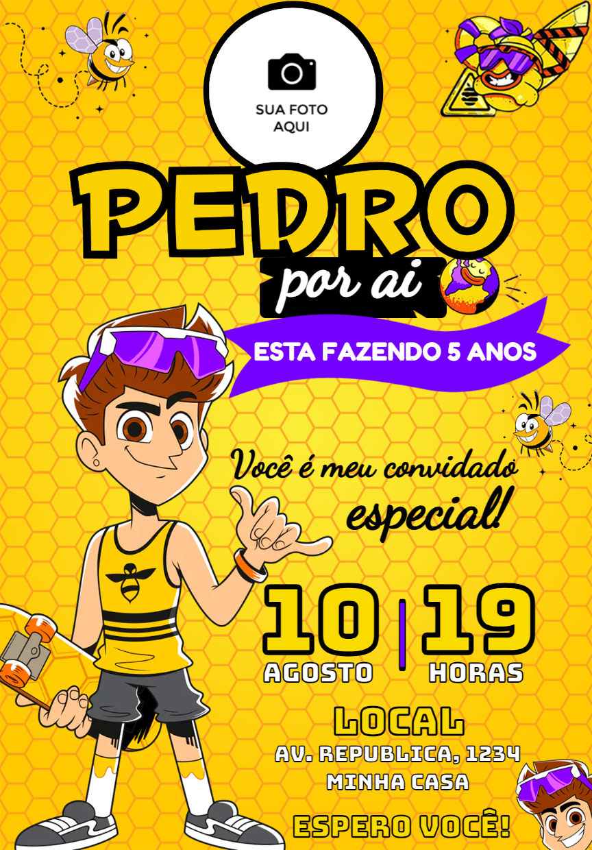 Convite Aniversário Natan Por Ai com Foto para Editar Online Convite Aniversário Natan Por Ai com Foto para Editar Online