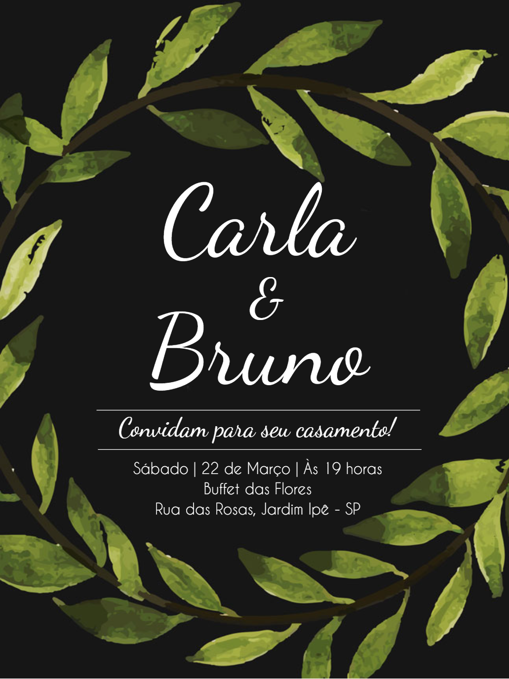 Convite de Casamento Folhagens Rústico para Editar Online Convite de Casamento Folhagens Rústico para Editar Online