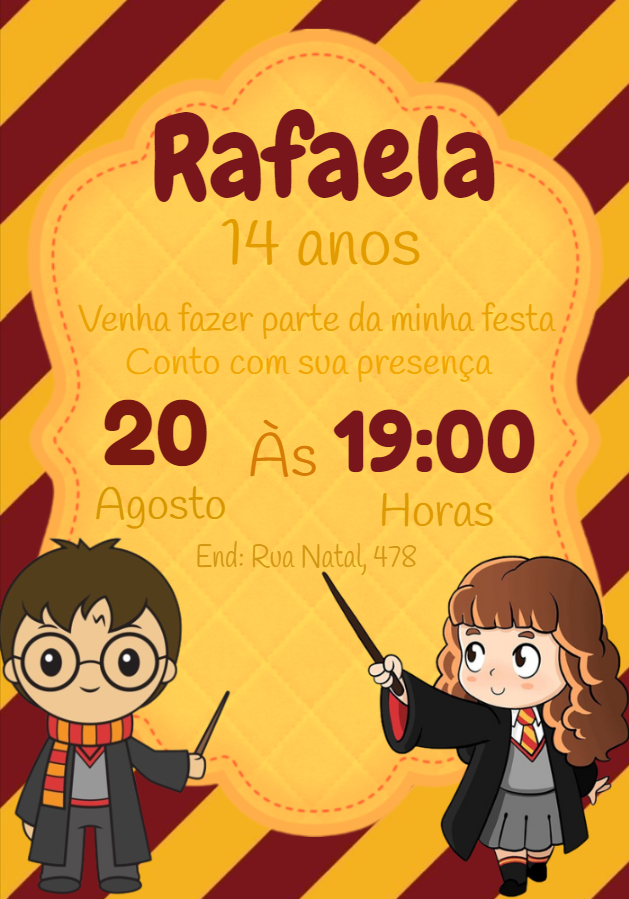 Convite Aniversário Harry Potter com Personagens para Editar Convite Aniversário Harry Potter com Personagens para Editar