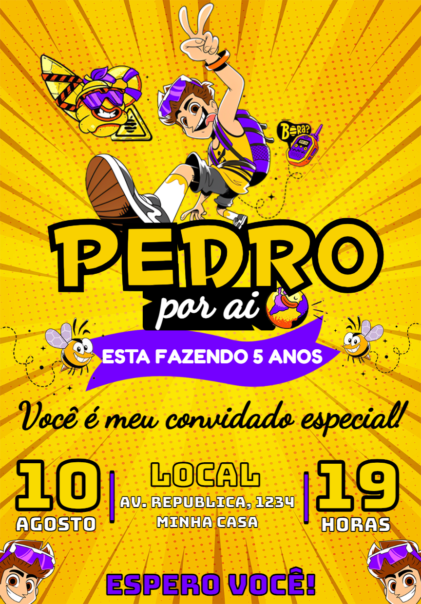 Convite Aniversário Natan Por Ai Editável Online Convite Aniversário Natan Por Ai Editável Online