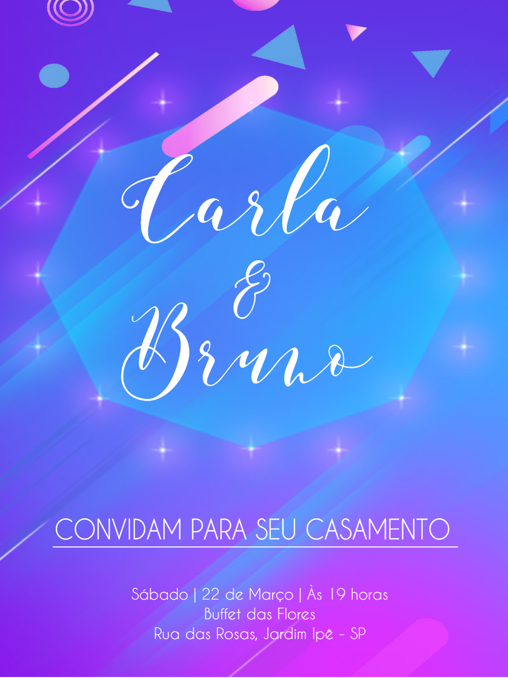 Convite de Casamento Neon Moderno para Editar Online Convite de Casamento Neon Moderno para Editar Online