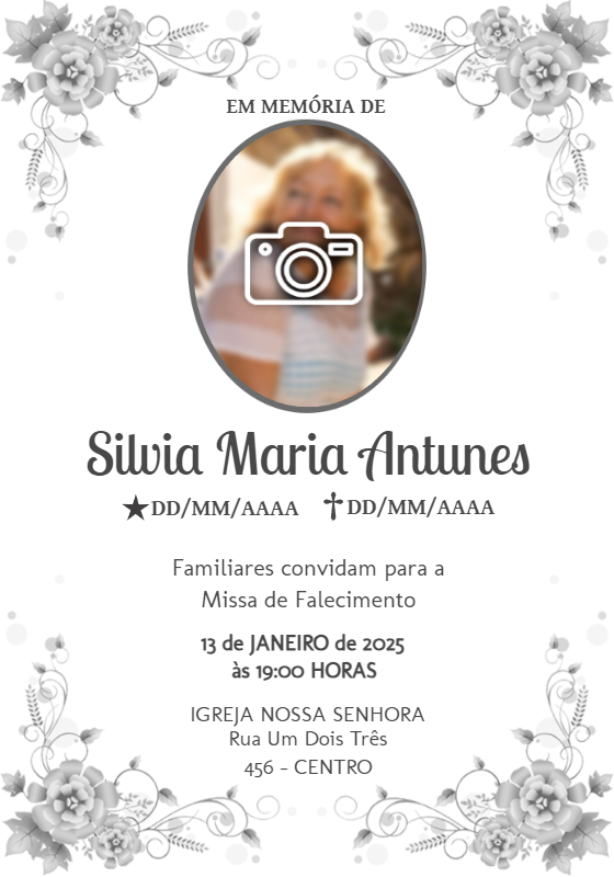 Convite Missa de Falecimento com Foto para Editar Online Convite Missa de Falecimento com Foto para Editar Online