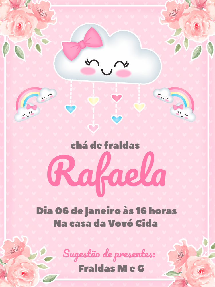 Convite Chá de Fraldas Chuva de Amor para Editar Online Convite Chá de Fraldas Chuva de Amor para Editar Online