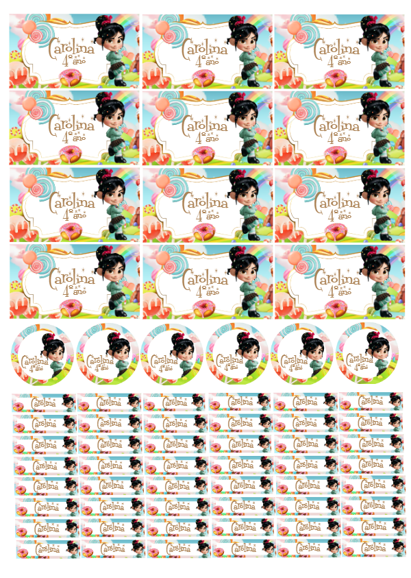 Kit Etiqueta Escolar Vanellope Detona Ralph para Editar Kit Etiqueta Escolar Vanellope Detona Ralph para Editar