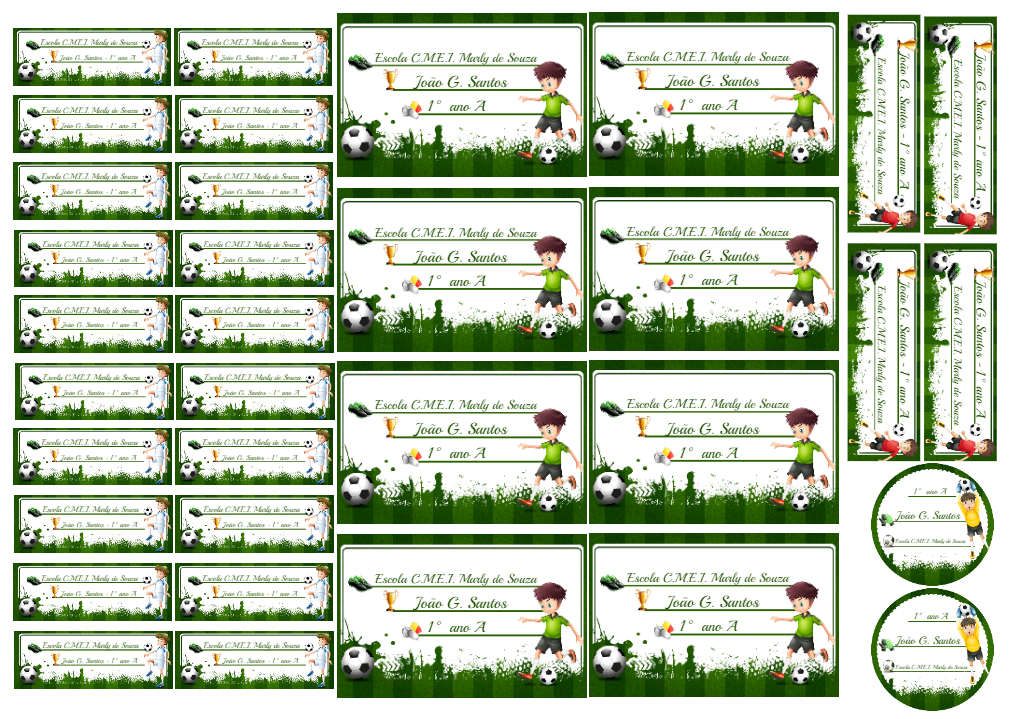 Kit de Etiquetas Escolares Futebol para Editar Online Kit de Etiquetas Escolares Futebol para Editar Online