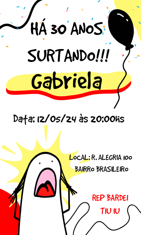 Convite de Aniversário Flork Divertido para Editar Online Convite de Aniversário Flork Divertido para Editar Online