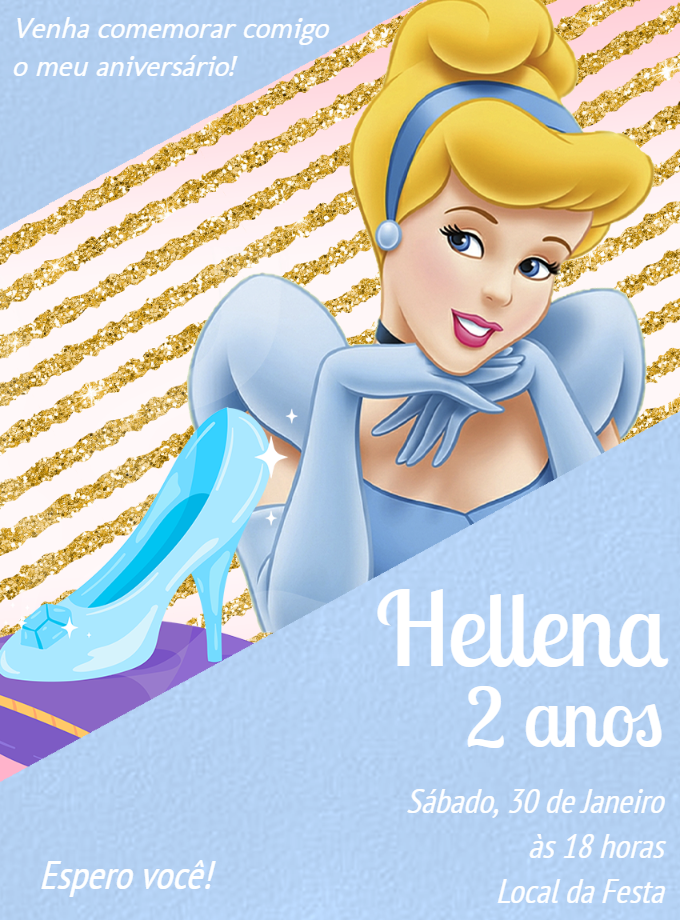 Convite Aniversário Princesa Cinderela Editável Online Convite Aniversário Princesa Cinderela Editável Online