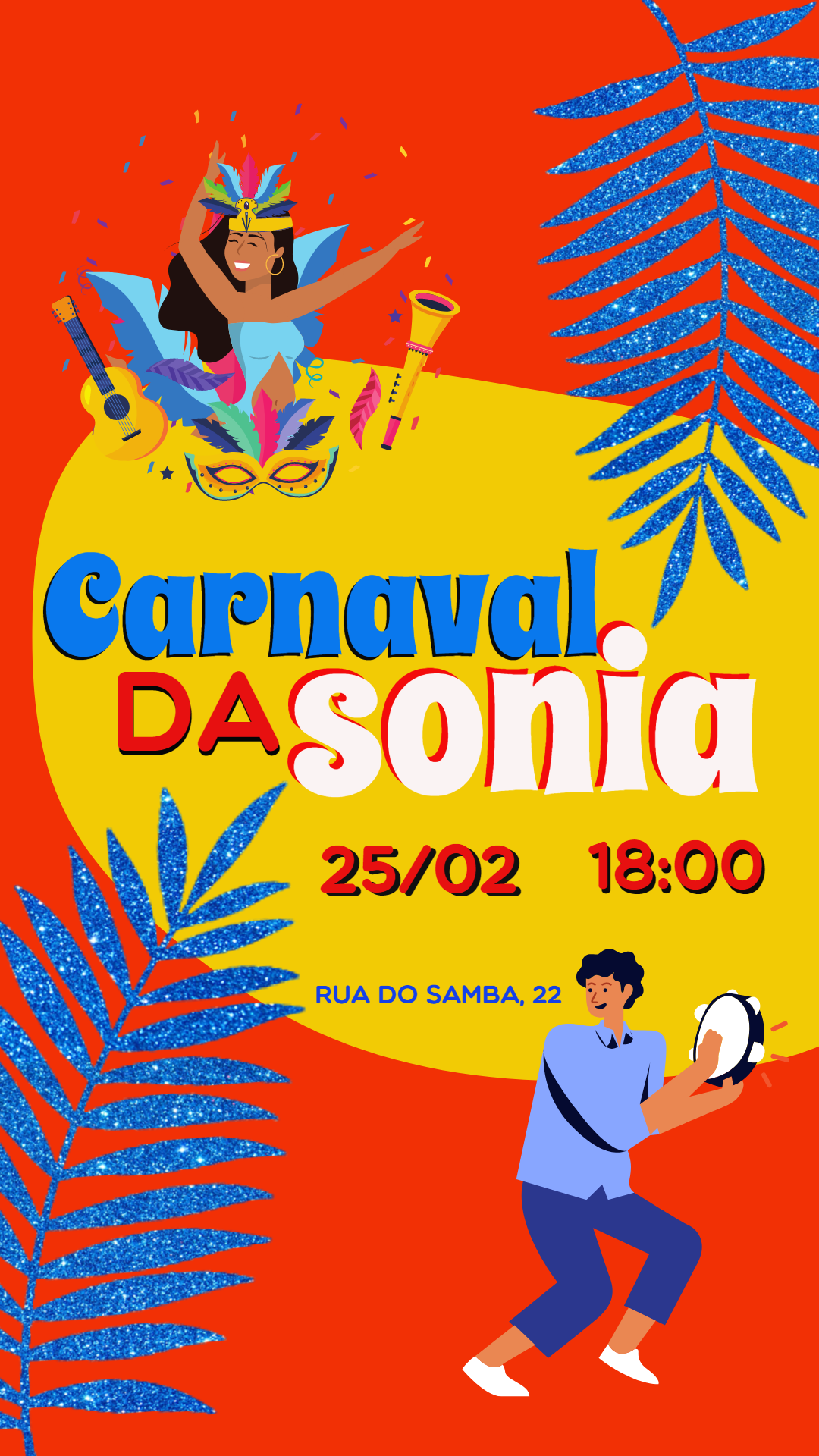 Convite de Aniversário Carnaval com Ilustrações para Editar Convite de Aniversário Carnaval com Ilustrações para Editar