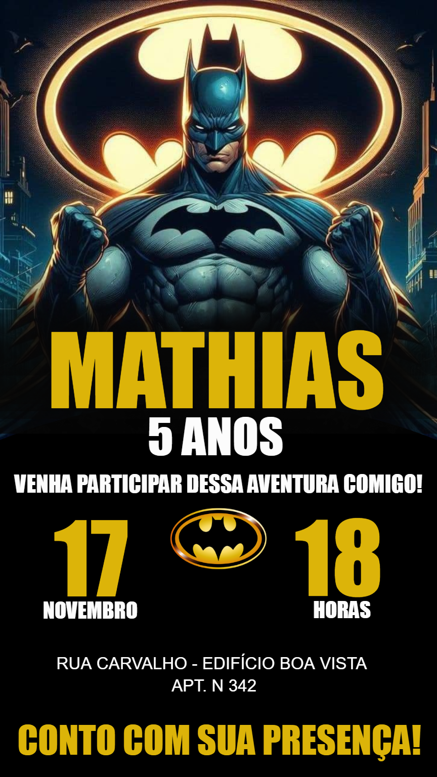 Convite de Aniversário Batman Editável Online para Imprimir Convite de Aniversário Batman Editável Online para Imprimir