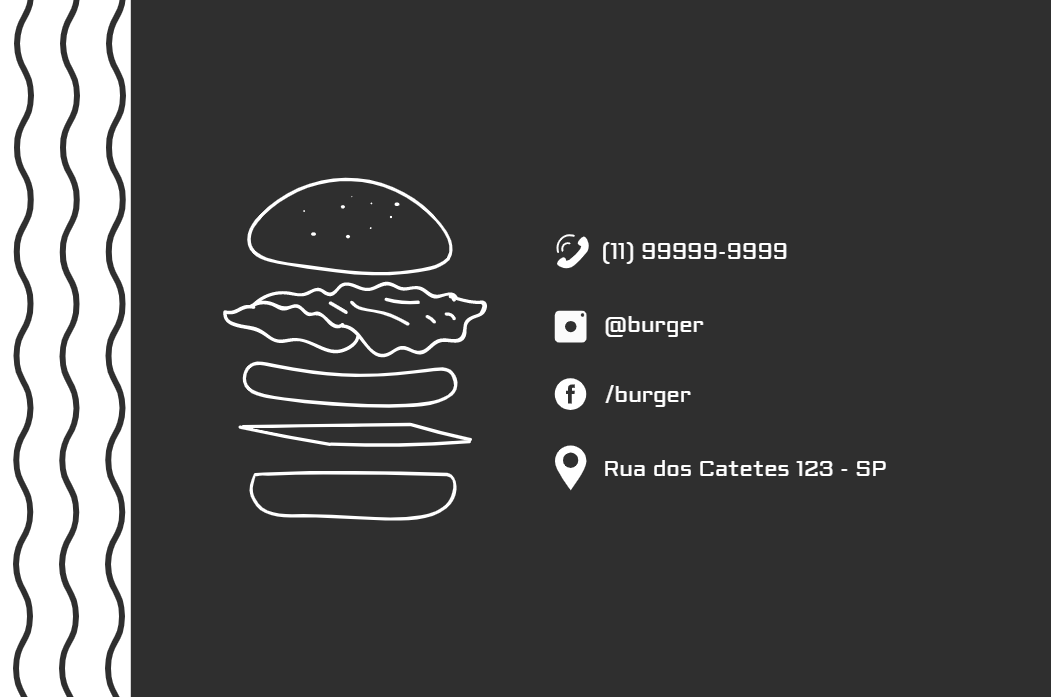 Cartão de Visita Hamburgueria Moderno para Editar Online Cartão de Visita Hamburgueria Moderno para Editar Online